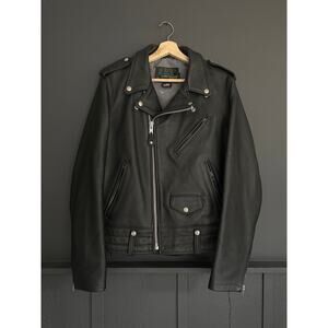 Schott NYC Perfecto Chips CHP Motorcycle Black Cowhide Leather Biker Jacket Lg